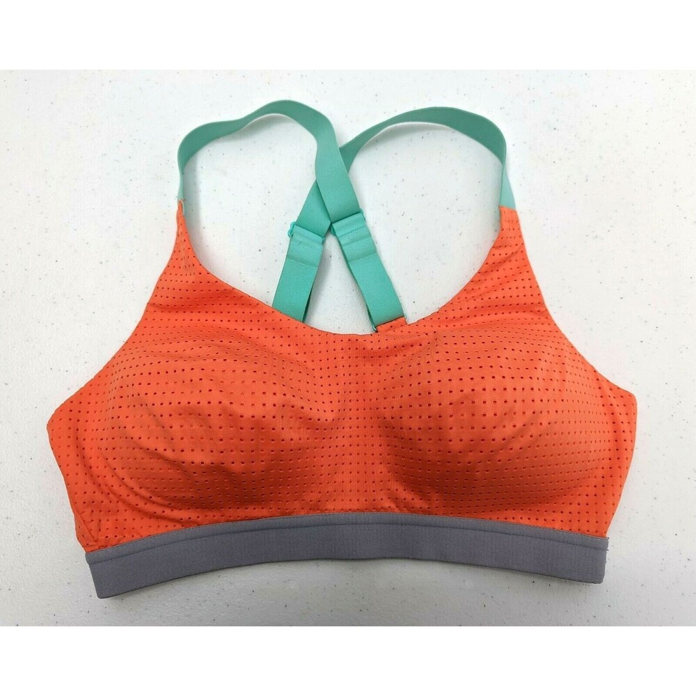 Victoria's Secret Sports Bra 32C Orange Green Colorblock VICTORIA SPORT